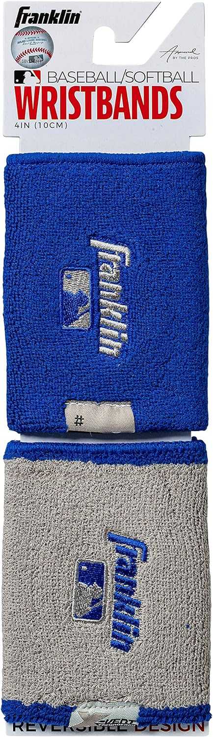 Franklin MLB X-Vent Reversible Wristband 4&quot; - Royal Gray - HIT a Double - 2