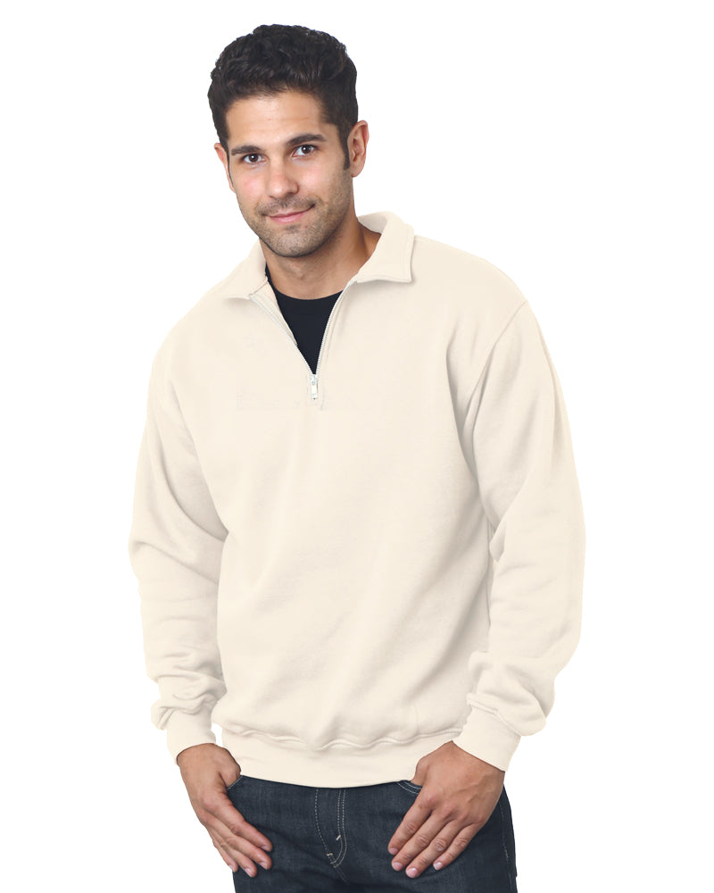 Bayside 920 USA-Made Quarter-Zip Pullover Sweatshirt - Cream