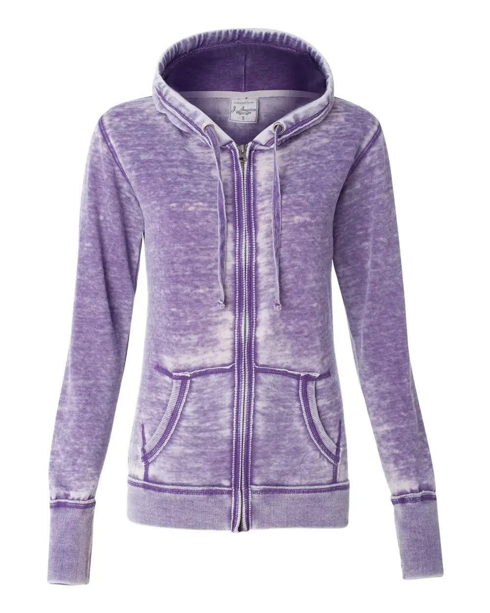 J. America 8913 Women’s Zen Fleece Full-zip Hooded Sweatshirt - Very Berry - Purple / Xs