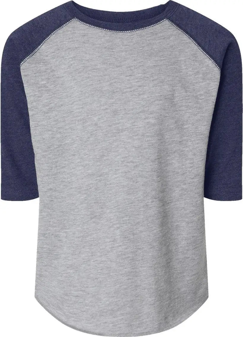 Rabbit Skins 3330 Toddler Baseball Fine Jersey Three-quarter Sleeve Tee - Vintage Heather True Navy - 2t