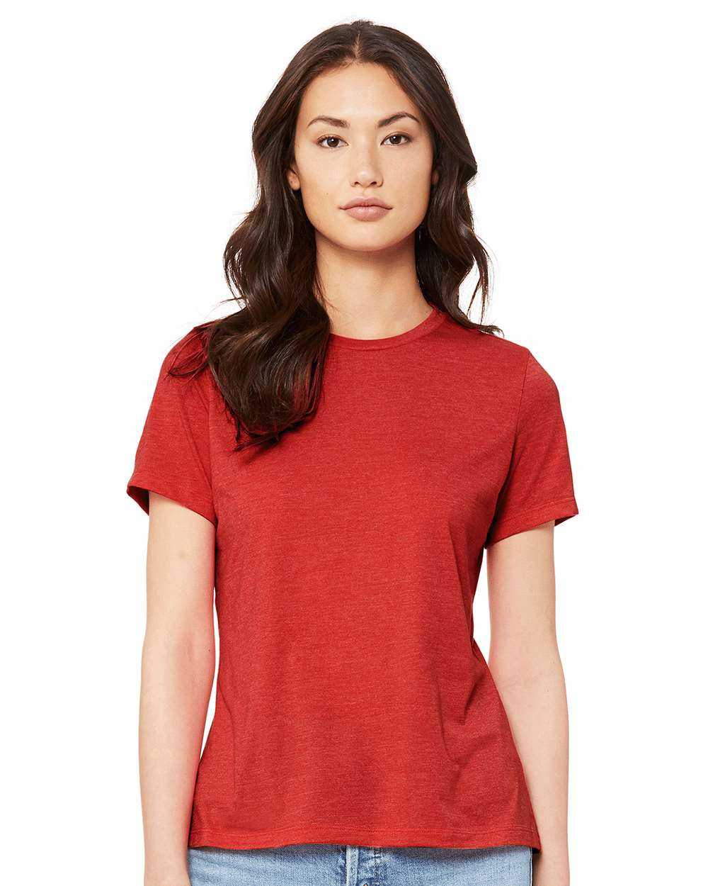 Bella + Canvas 6405CVC Women&#39;s Relaxed Heather CVC V-Neck Tee - Heather Red - HIT a Double - 1