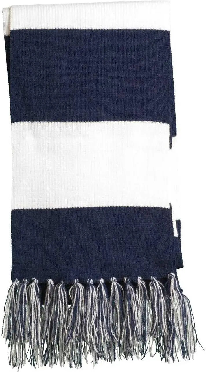 Sport-tek Sta02 Spectator Scarf - True Navy White - one Size Fits Most