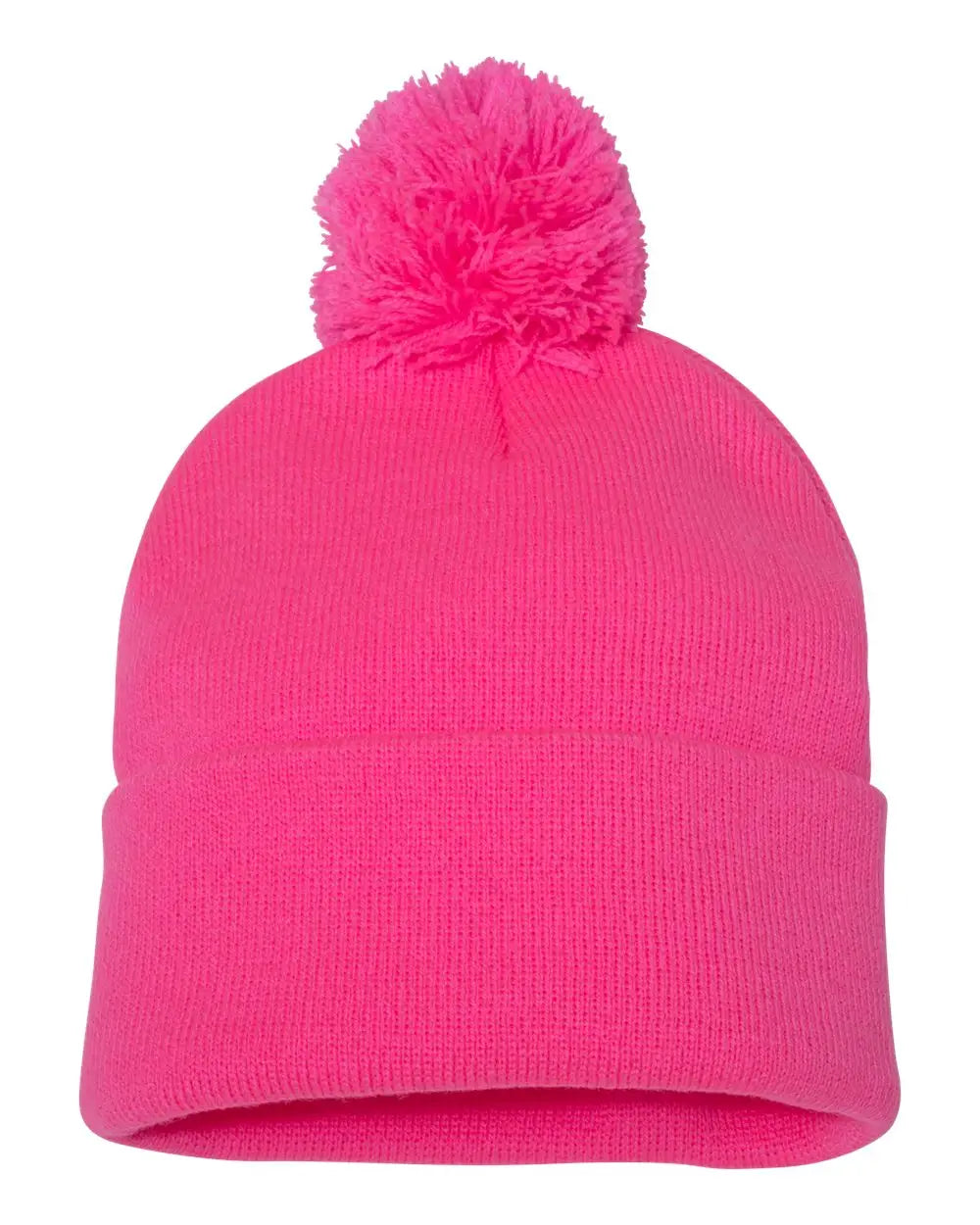Sportsman Sp15 12’’ Pom-pom Cuffed Beanie - Neon Pink - one Size Fits Most
