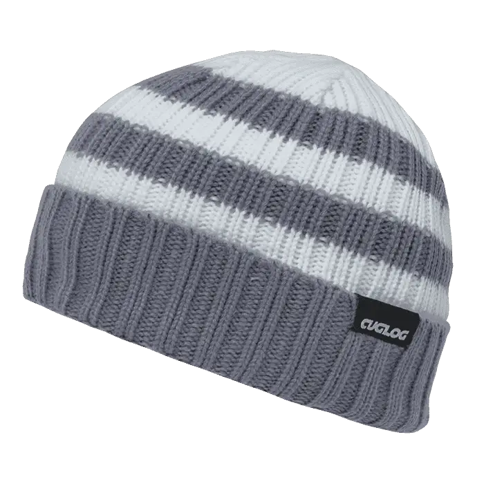 Cuglog K014 Shasta Striped Sweater Beanie - Gray - White / one Size Fits Most