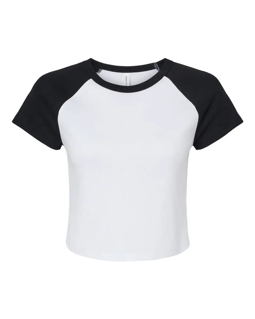 Bella + Canvas 1201 Women’s Micro Rib Raglan Baby Tee - White Black - Xs