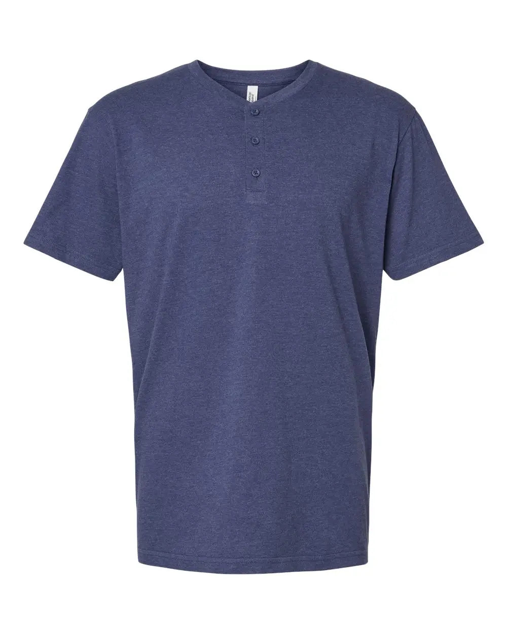 American Apparel 2004cvc Cvc Henley Tee - Heather Indigo - Navy / s