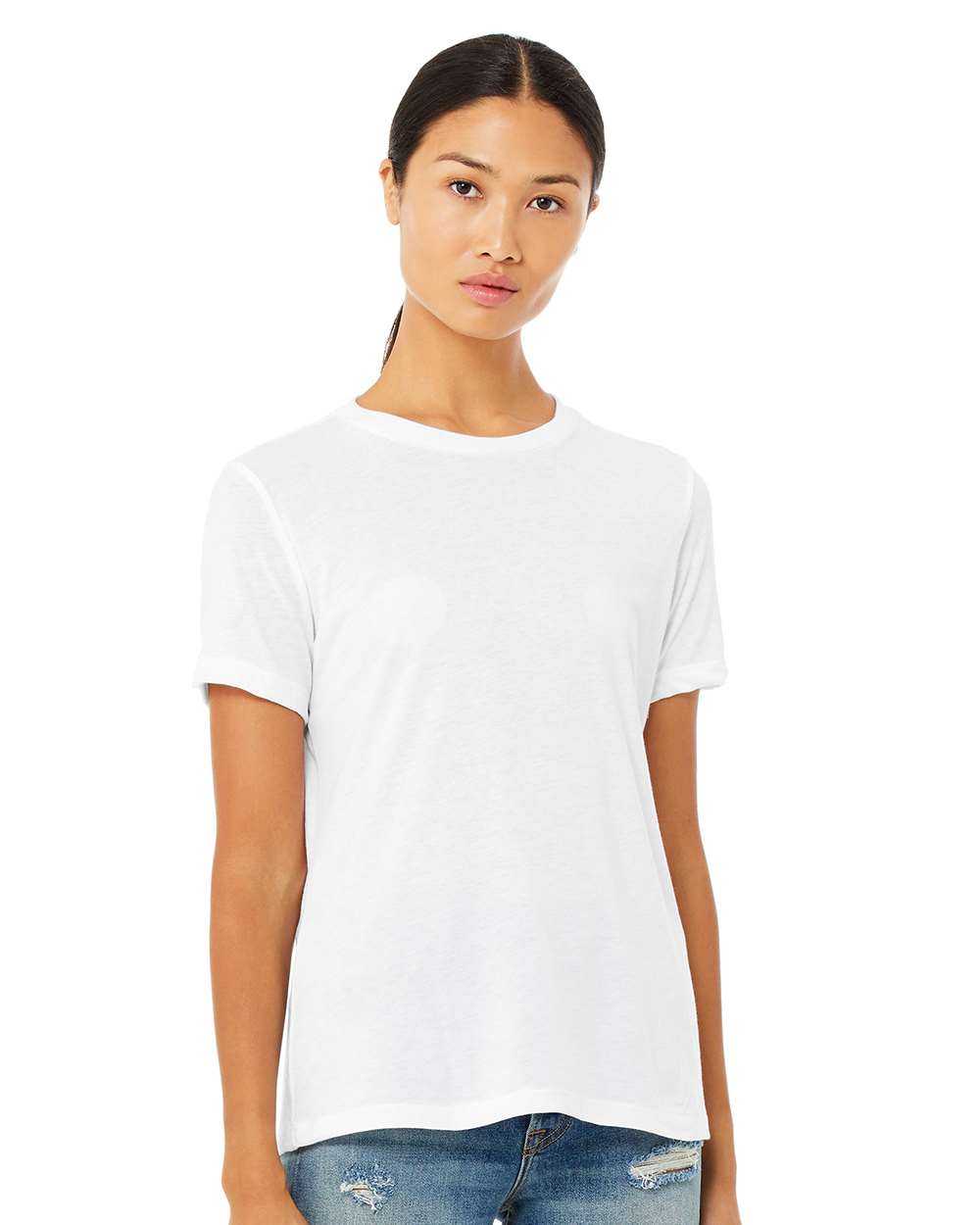 Bella + Canvas 6400CVC Ladies&#39; Relaxed Heather CVC Short-Sleeve T-Shirt - Solid White Blend - HIT a Double - 1