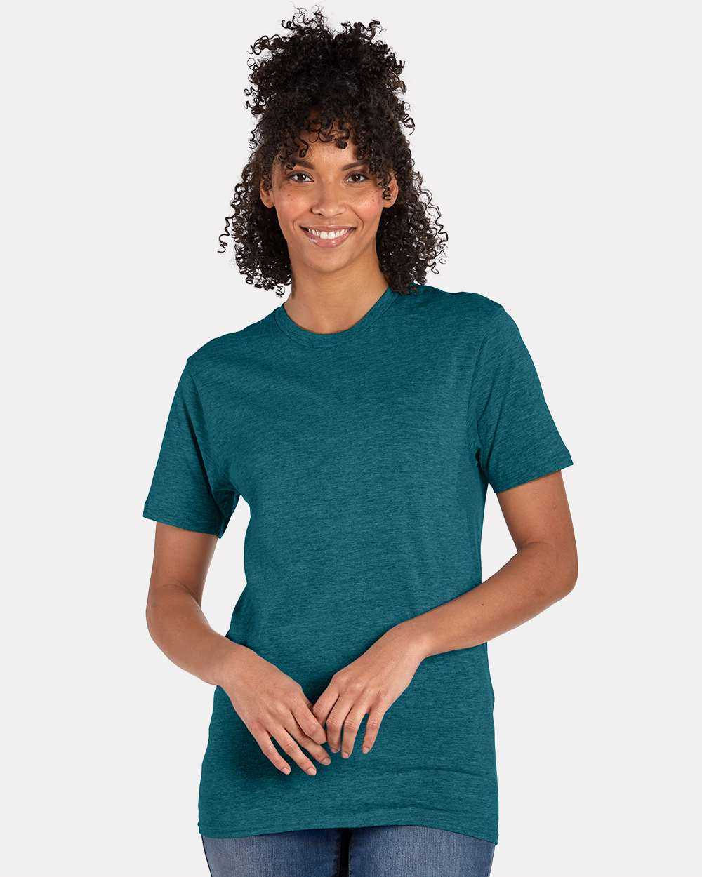 Hanes 4980 Perfect-T Short Sleeve T-Shirt - Jade Pine Heather - HIT a Double - 1