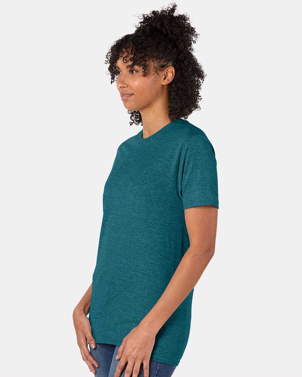 Hanes 4980 Perfect-T Short Sleeve T-Shirt - Jade Pine Heather - HIT a Double - 2