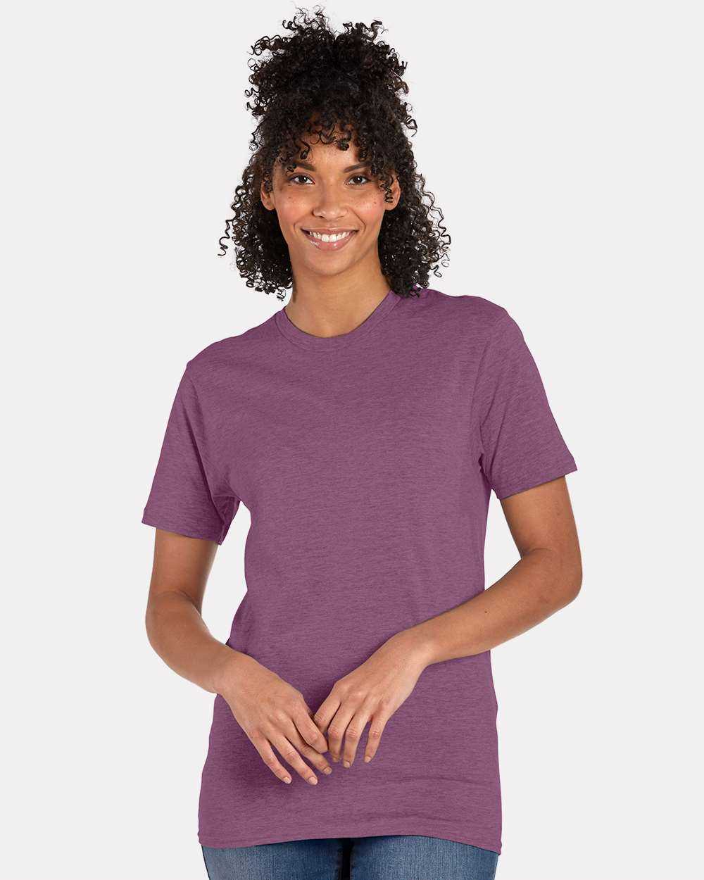 Hanes 4980 Perfect-T Short Sleeve T-Shirt - Purple Rain Heather - HIT a Double - 1