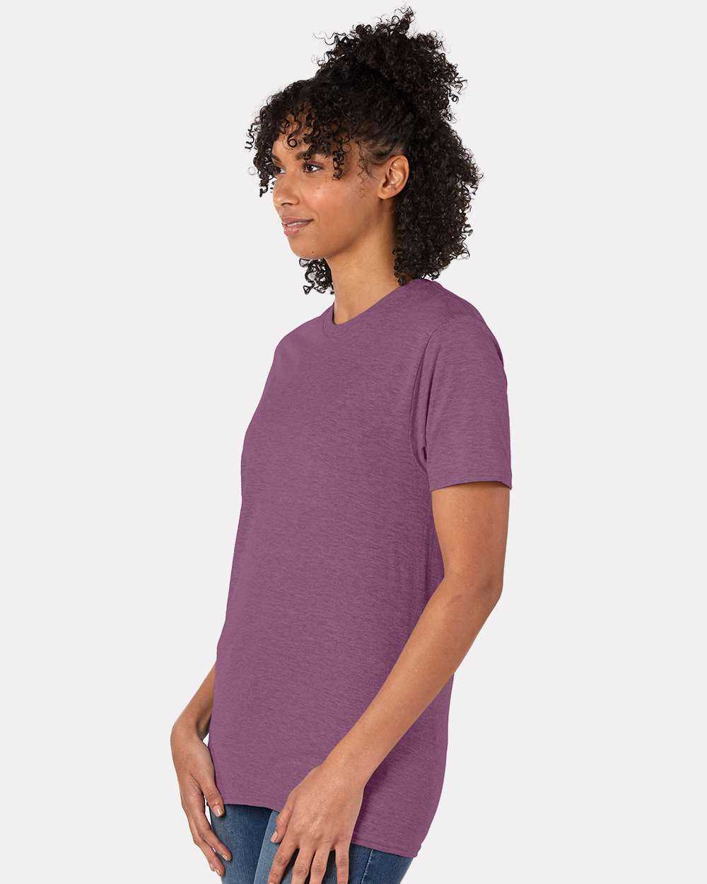 Hanes 4980 Perfect-T Short Sleeve T-Shirt - Purple Rain Heather - HIT a Double - 2