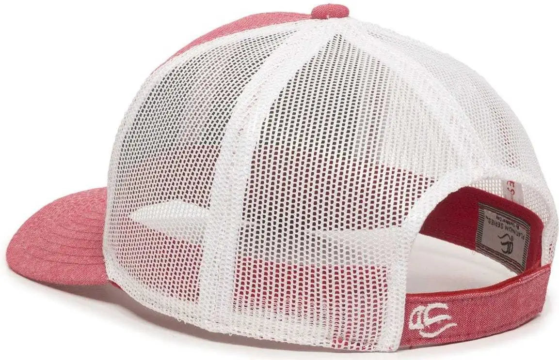Oc Sports Mbw-800cb Adjustable Mesh Back Cap - Heathered Red White - 6 7/8’’ - 7 1/2’’