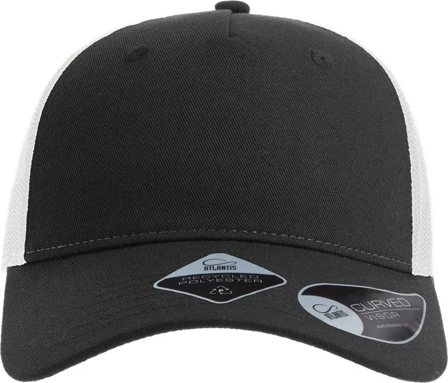 Atlantis Headwear Zion Sustainable Five-panel Trucker Cap - Black White - one Size Fits Most
