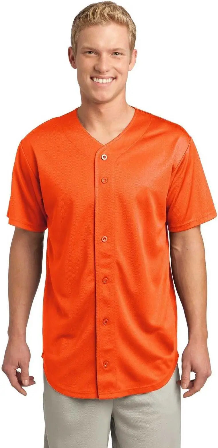 Sport-tek St220 Posicharge Tough Mesh Full-button Jersey - Deep Orange