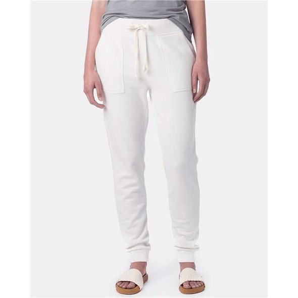 Alternative 8632 Women&#39;s Long Weekend Mineral Wash French Terry Joggers - Ivory New - HIT a Double - 1