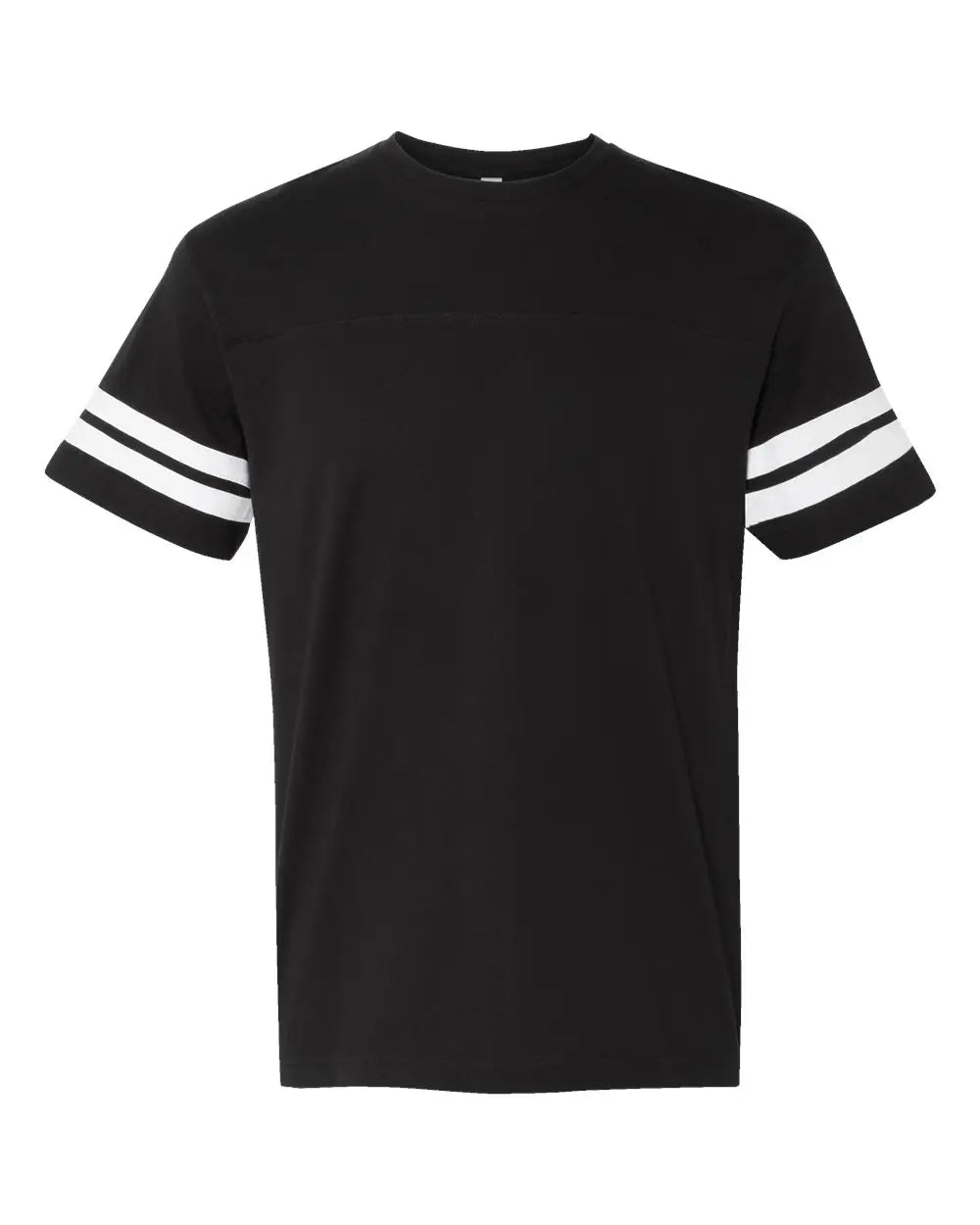 Lat 6937 Football Fine Jersey Tee - Black Solid White - s