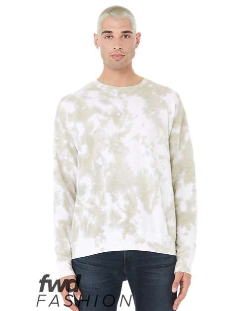 BELLA + CANVAS 3945RD FWD Fashion Tie-Dyed Crewneck Sweatshirt - White  Olive Oil