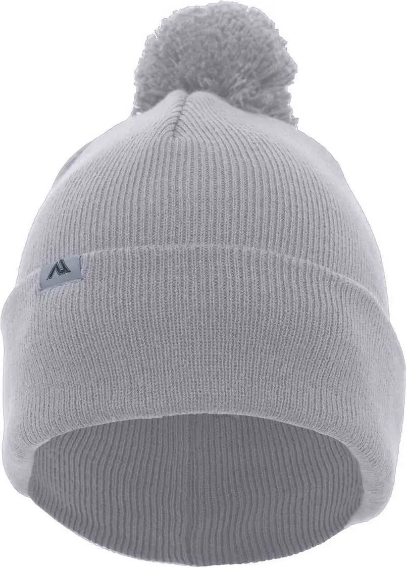 Pacific Headwear 641k Pom-pom Cuff Beanie - Silver - Light Gray / 7’’ - 7 7/8’’