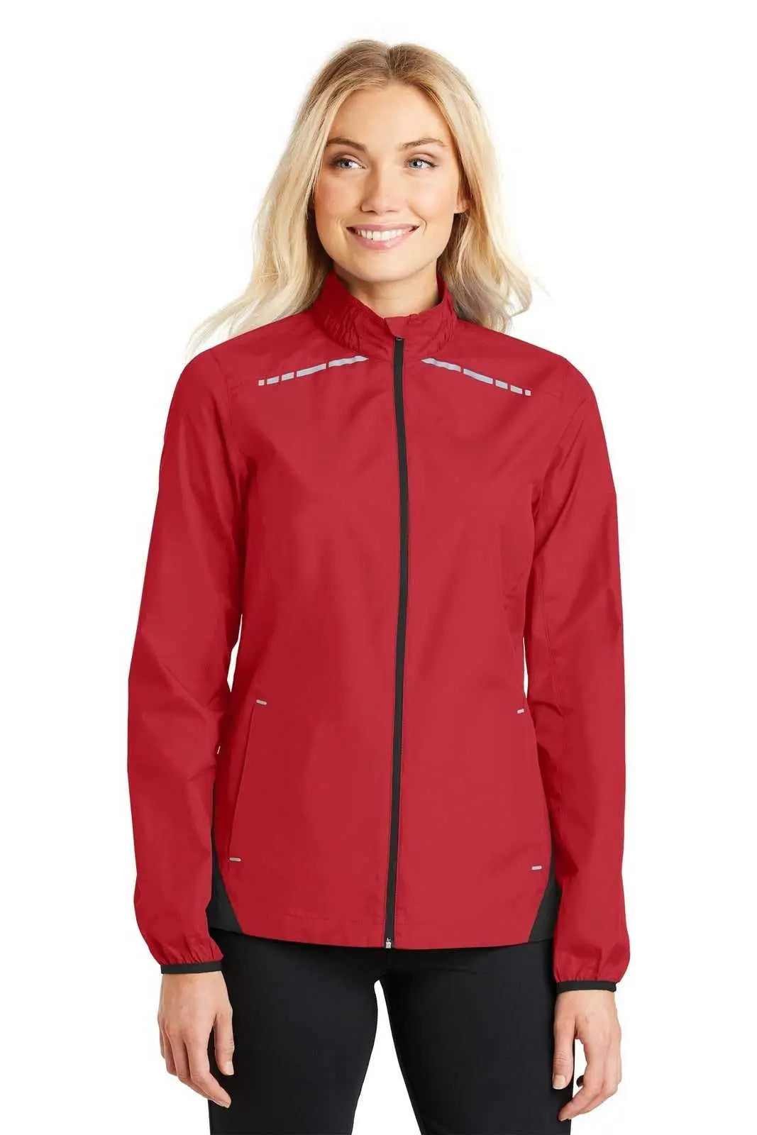 Port Authority L345 Ladies Zephyr Reflective Hit Full-zip Jacket - Rich Red Deep Black