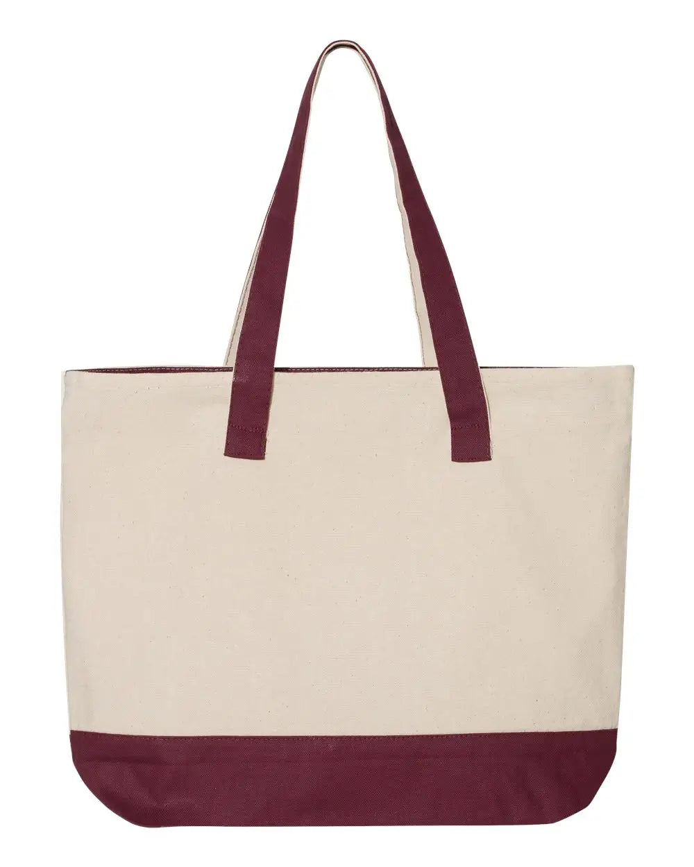 Q-tees Q1300 19l Zippered Tote - Natural Maroon - one Size Fits Most