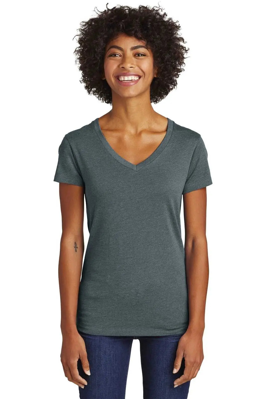 Alternative Aa6046 Women’s Runaway Blended Jersey V-neck Tee - Heather Deep Charcoal