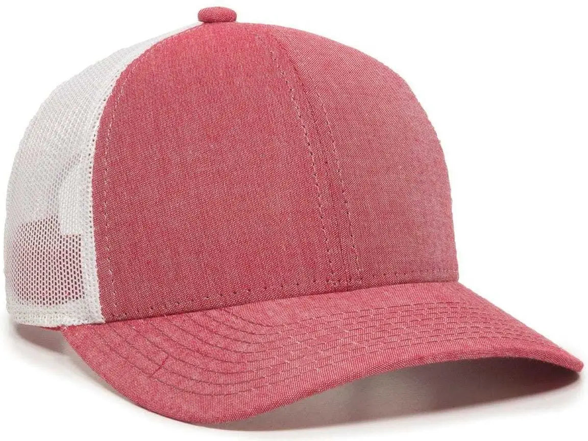 Oc Sports Mbw-800cb Adjustable Mesh Back Cap - Heathered Red White - 6 7/8’’ - 7 1/2’’