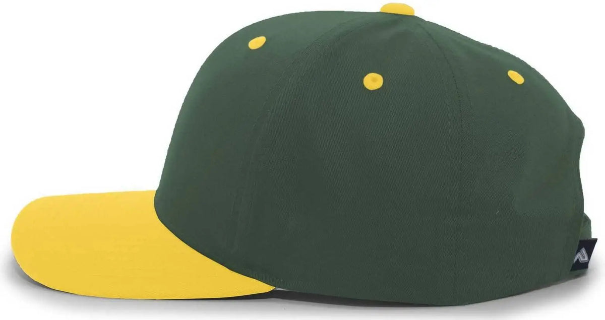 Pacific Headwear 302c Cotton Blend Hook-and-loop Cap - Dark Green Gold - Forest / 7’’ - 7 7/8’’