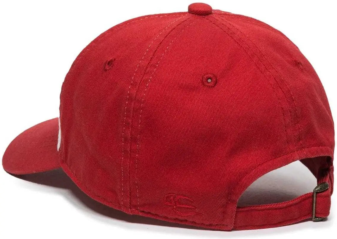 Oc Sports Gwt-111 Adjustable Strap Garment Wash Cotton Cap - White Red - 6 7/8’’ - 7 1/2’’