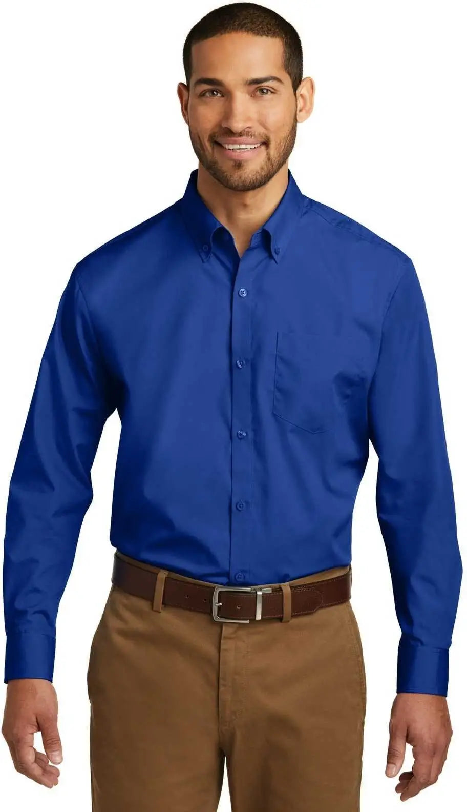 Port Authority W100 Long Sleeve Carefree Poplin Shirt - True Royal
