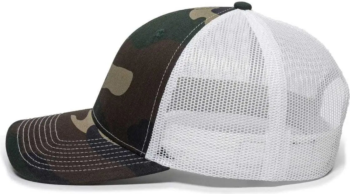 Oc Sports Oc771 Adjustable Mesh Back Cap - Generic Camo White - Green / 6 7/8’’ - 7 1/2’’