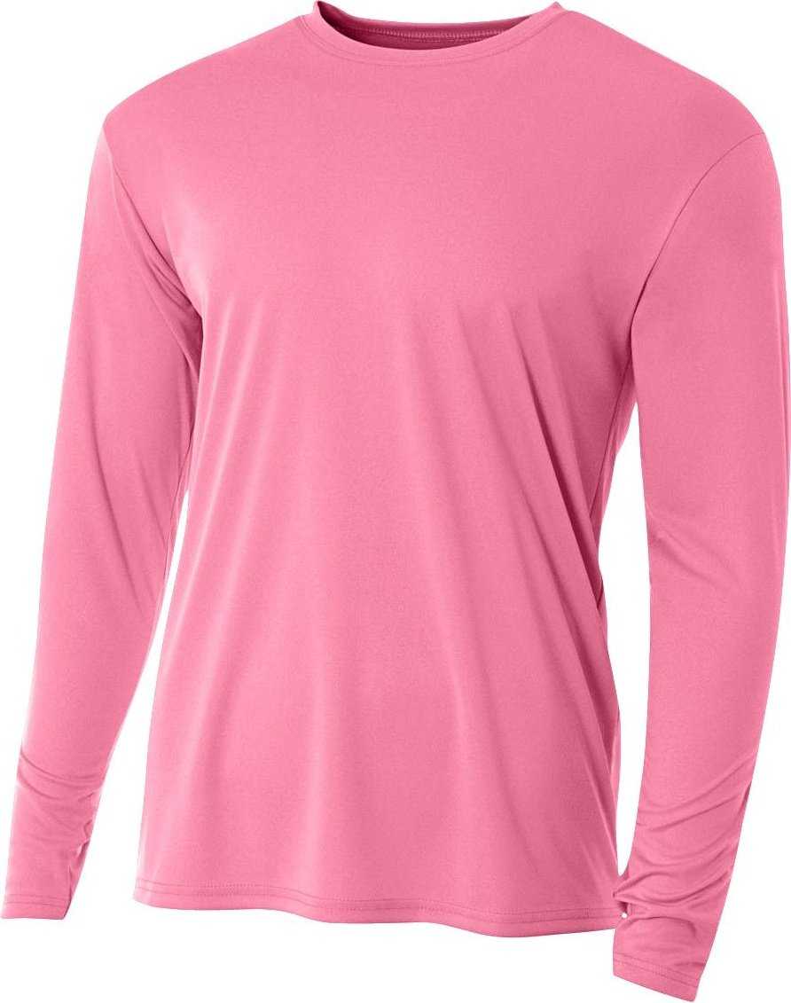 A4 NB3165 Youth Long Sleeve Cooling Performance Crew T-Shirt - Pink - HIT a Double - 1