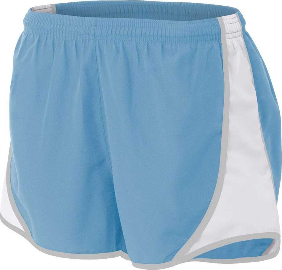 A4 NW5341 Womens 3" Speed Short - Light Blue White - HIT a Double - 1