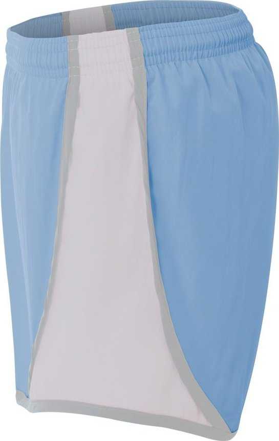 A4 NW5341 Womens 3" Speed Short - Light Blue White - HIT a Double - 1