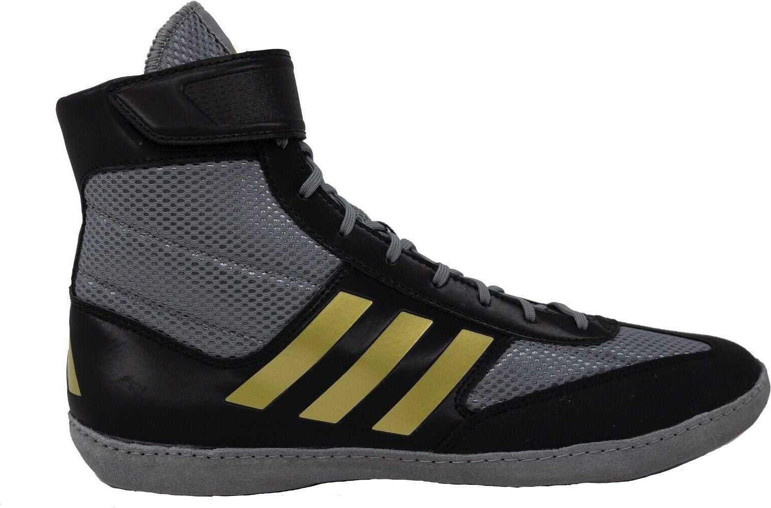 Adidas 224 Combat Speed 5 Wrestling Shoes - Gray Black Metallic Gold - HIT a Double - 1