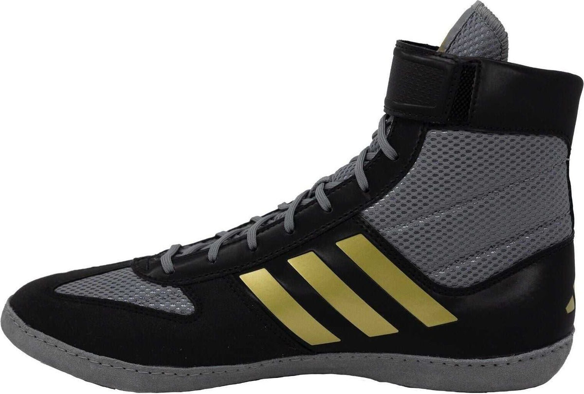 Adidas 224 Combat Speed 5 Wrestling Shoes - Gray Black Metallic Gold - HIT a Double - 2