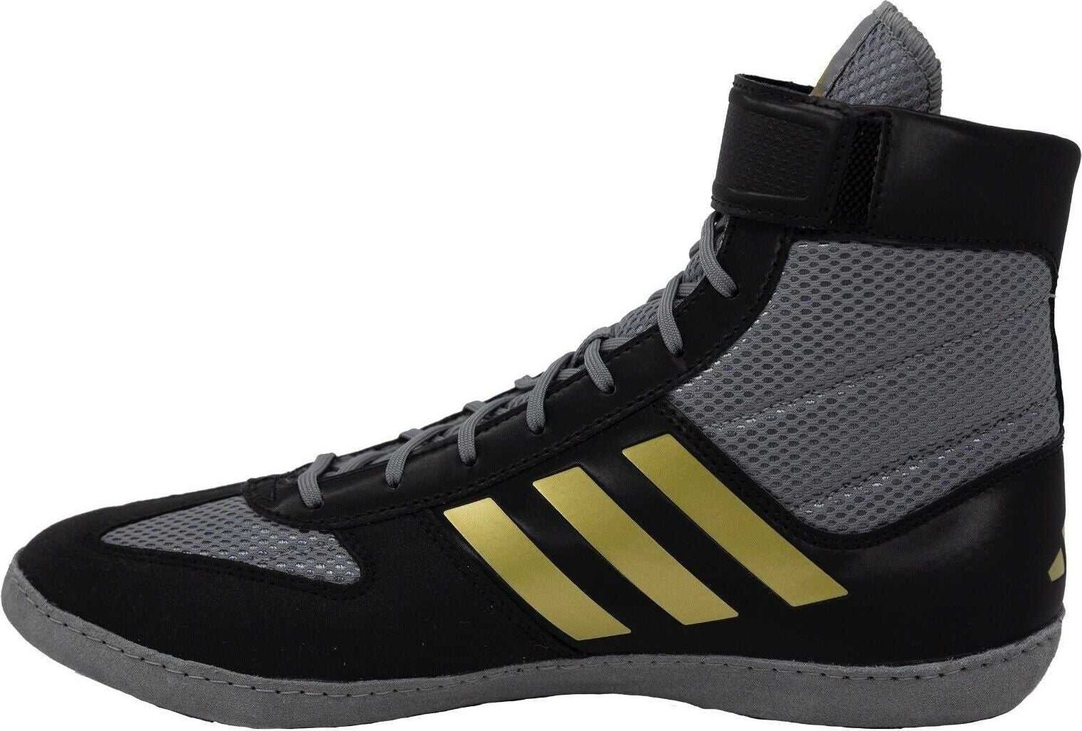 Adidas 224 Combat Speed 5 Wrestling Shoes - Gray Black Metallic Gold - HIT a Double - 1