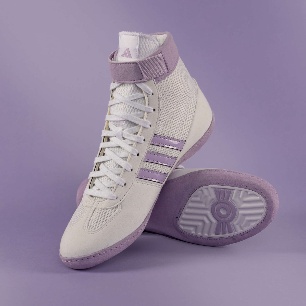 Adidas 235 Women's Combat Speed 4 Wrestling Shoes  - White Lavender - HIT a Double - 1