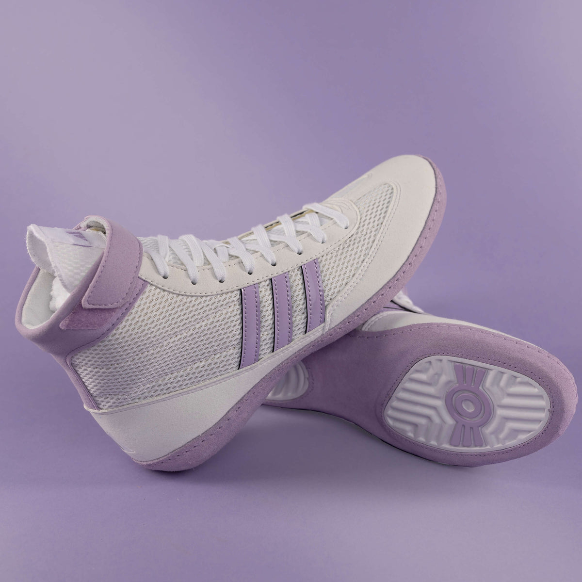 Adidas 235 Women's Combat Speed 4 Wrestling Shoes  - White Lavender - HIT a Double - 5