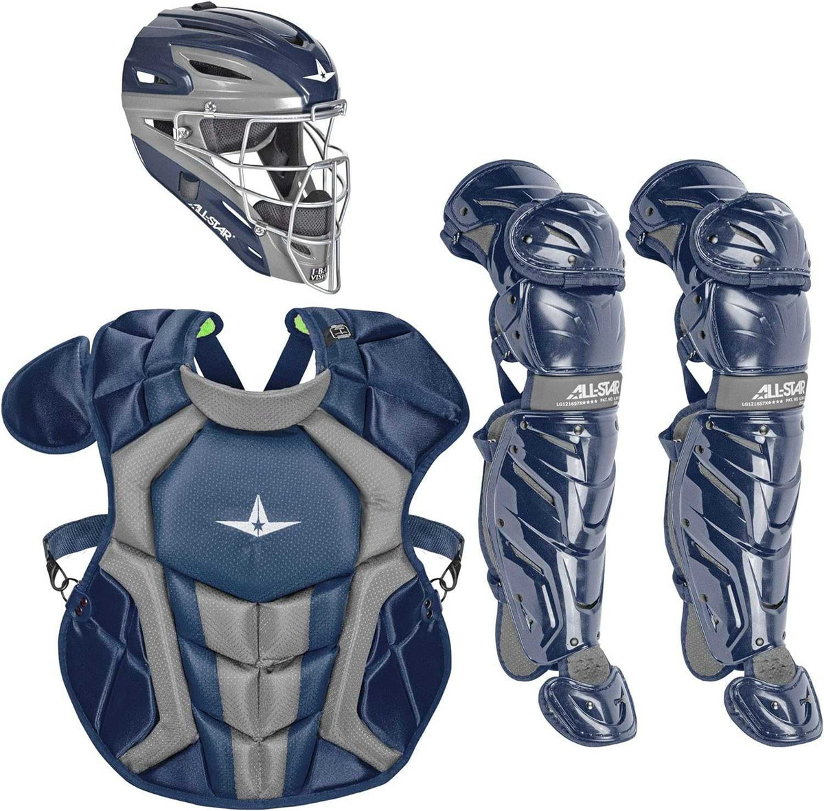 All-Star System 7 Certified NOCSAE Young Pro Catcher&#39;s Set Ages 9-12 - Navy - HIT a Double - 1