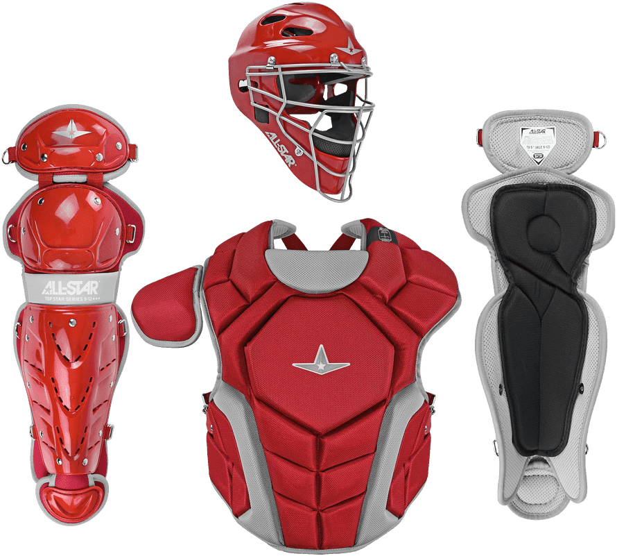 All-Star Top Star Series NOCSAE Catcher&#39;s Set (Ages 12-16) - Scarlet