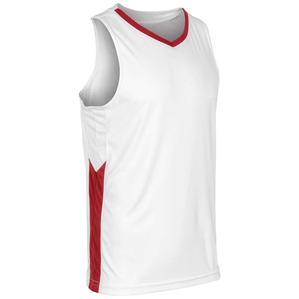 Champro BBJ32 Icon Men&#39;s and Youth Basketball Jersey - White Scarlet - HIT a Double - 1