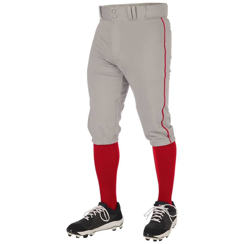 Champro BP70 Triple Crown 2.0 Men's and Youth Knicker Pant With Braid - Gray Scarlet - HIT a Double - 1