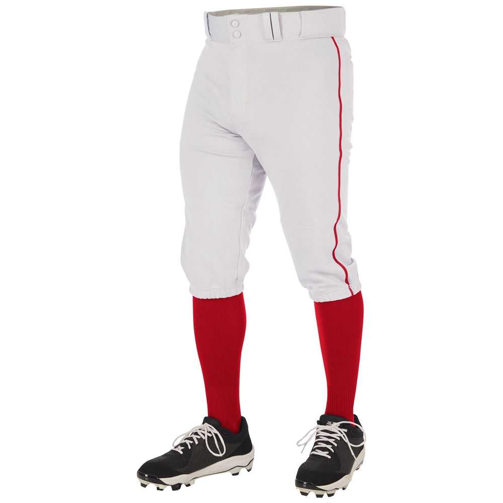 Champro BP70 Triple Crown 2.0 Men&#39;s and Youth Knicker Pant With Braid - White Scarlet - HIT a Double - 1