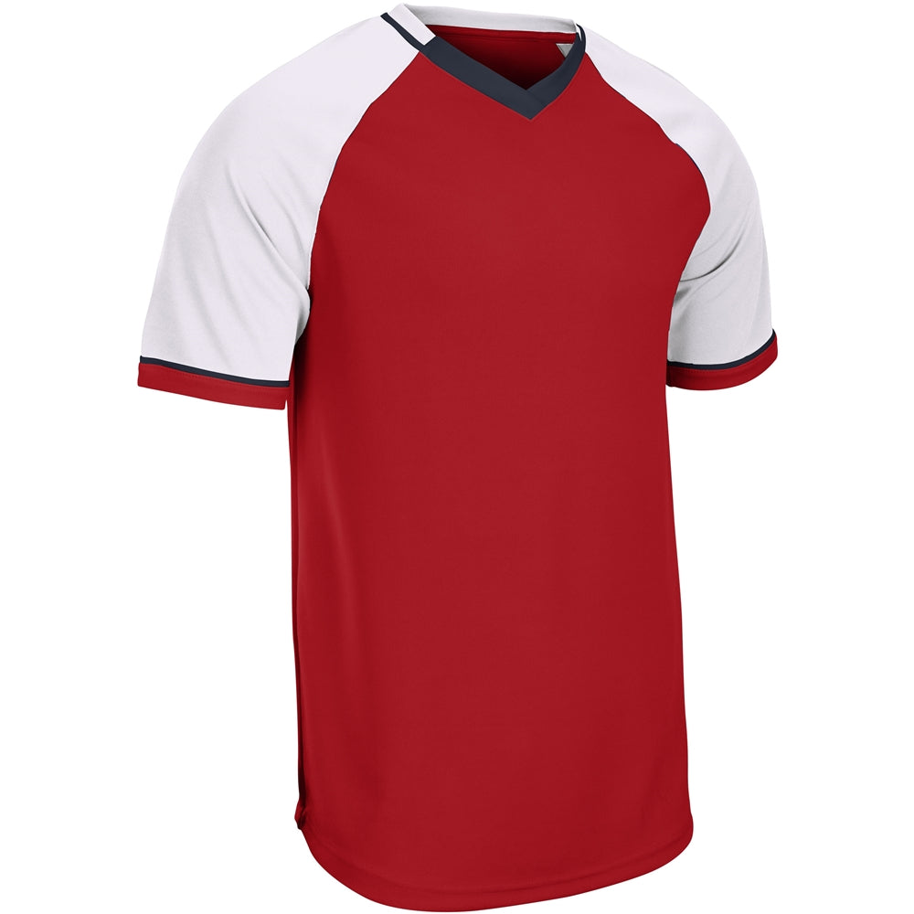 Champro BS67 Square Up V-Neck Jersey - Scarlet White Navy