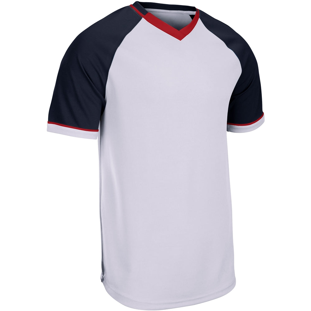 Champro BS67 Square Up V-Neck Jersey - White Navy Scarlet