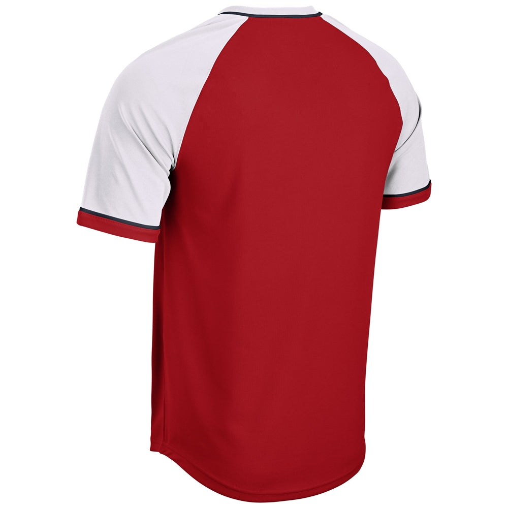 Champro BS67 Square Up V-Neck Jersey - Scarlet White Navy