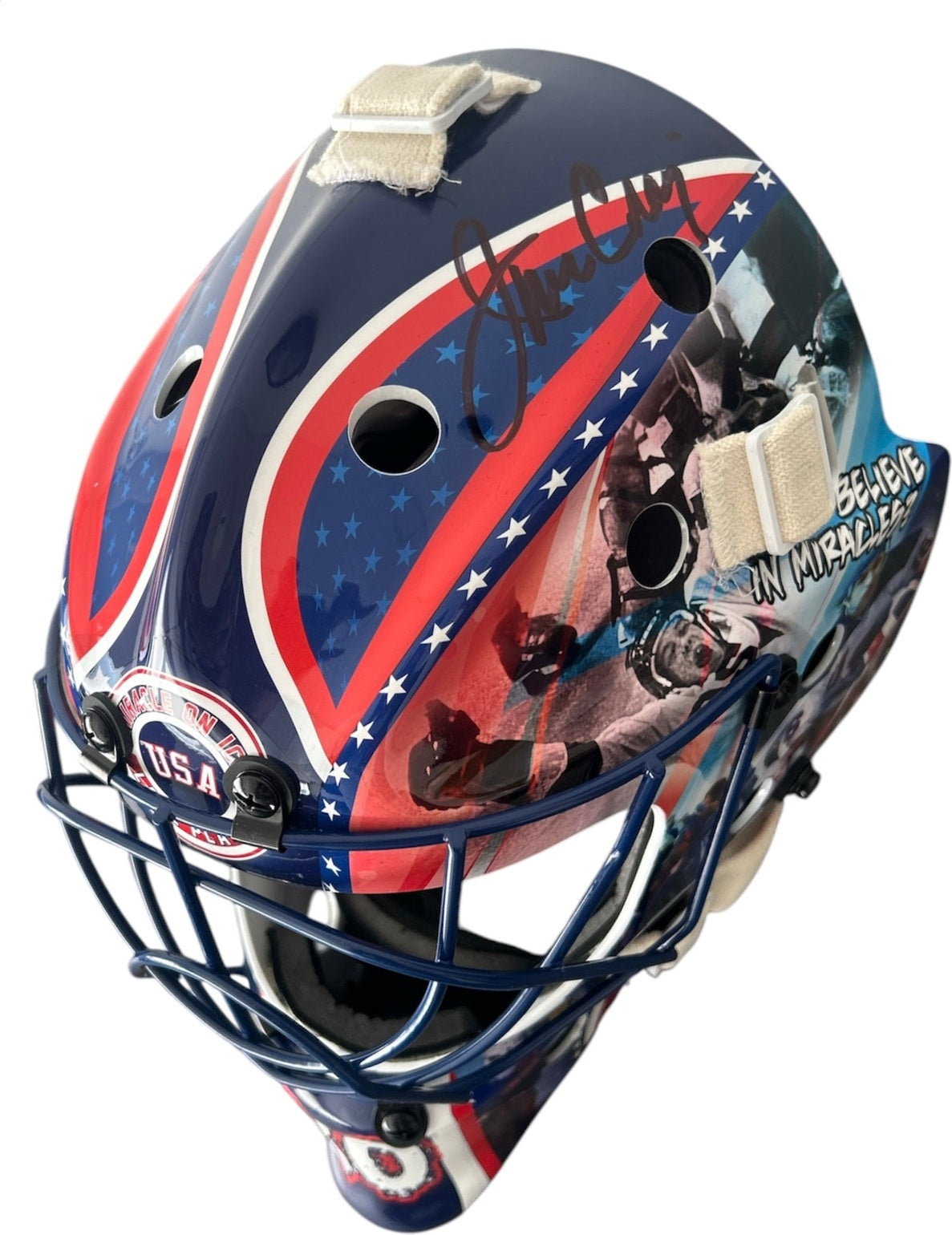 Jim Craig Signed USA Hockey Miracle on Ice 1980 Blue Full Size Goalie Mask