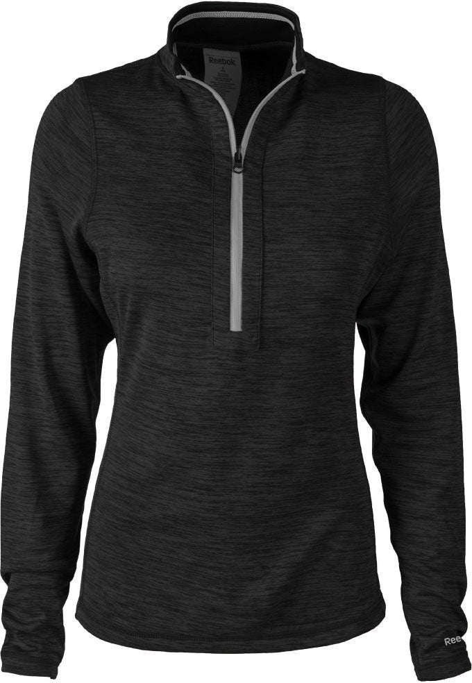 Reebok 7439 Ladies Circuit Long sleeve Half-Zip - Heather Black