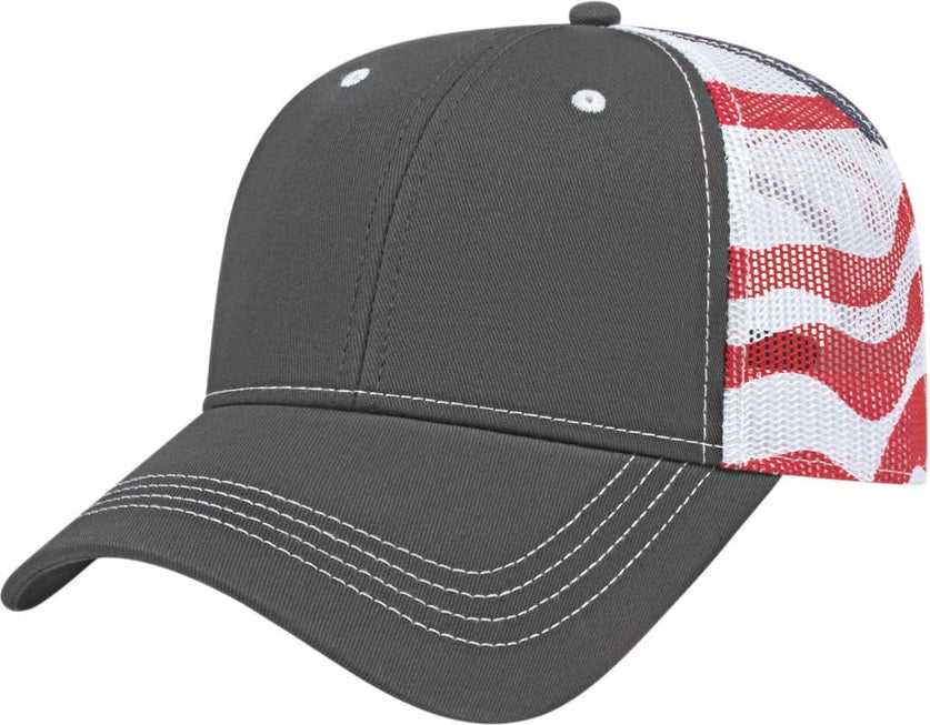 Cap America I2011 Flag Mesh Back - Charcoal White - Dark Gray / one Size Fits Most
