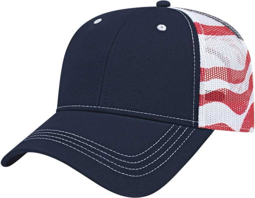 Cap America I2011 Flag Mesh Back - Navy White - one Size Fits Most